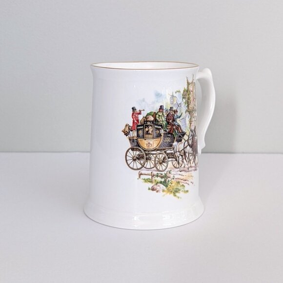 🇬🇧 1950s Royal Grafton Beer Stein / Beer Mug Carriage Scene Made In England - Picture 3 of 7